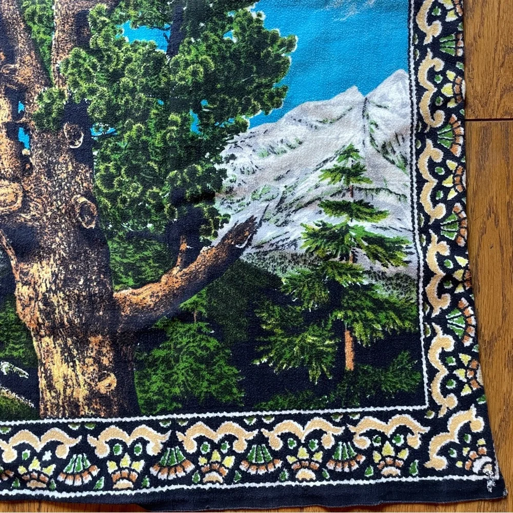 Vintage Velvet Cotton Deer Buck Doe Family Tapestry Wall Hanging 50